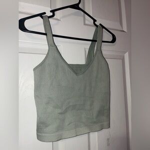 Women's Ribbed Green Tank Top